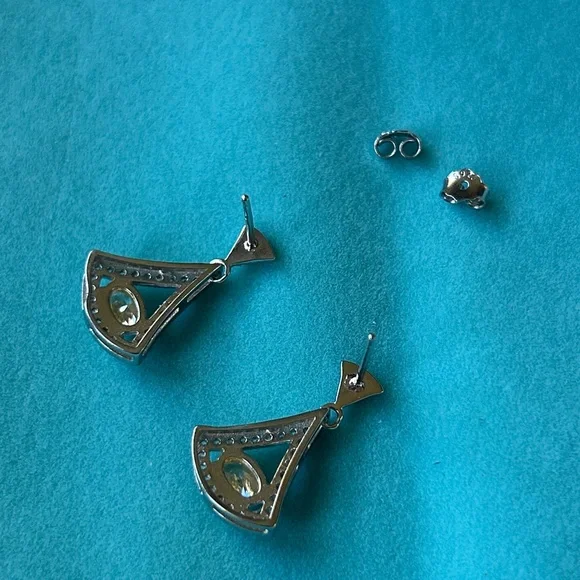 1.0‎ CT Moissanite Diamond dangle 925 STERLING silver earrings retail $599
